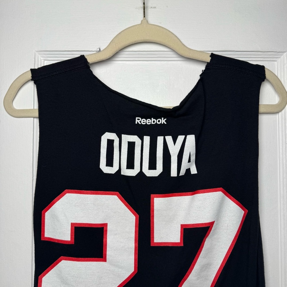 Reebok Blackhawk Oduya Beaded Fringe Cropped Sports Team Logo Small - Picture 9 of 12
